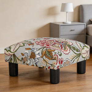 15" Boho Floral Fabric Square Foot Stool